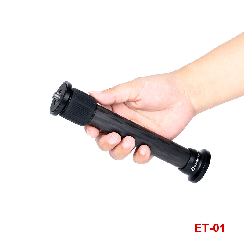 ET-01/ET-02 24mm,Carbon Fiber Tripod Center Column ,Monopod Extender Rod,2 Section Extension Pole for DSLR with 1/4'' and 3/8'' Screw
