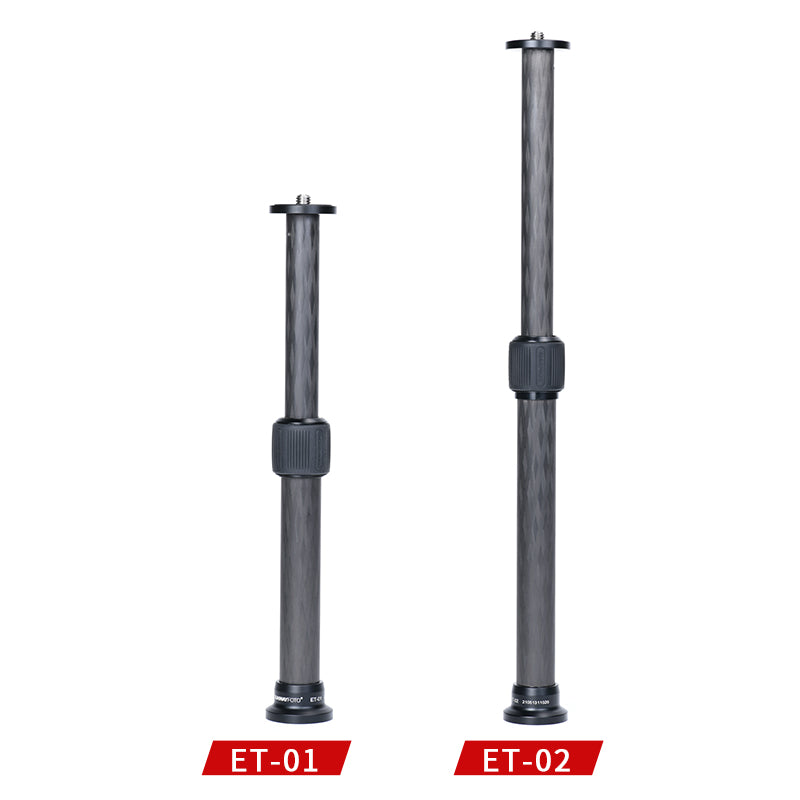 ET-01/ET-02 24mm,Carbon Fiber Tripod Center Column ,Monopod Extender Rod,2 Section Extension Pole for DSLR with 1/4'' and 3/8'' Screw