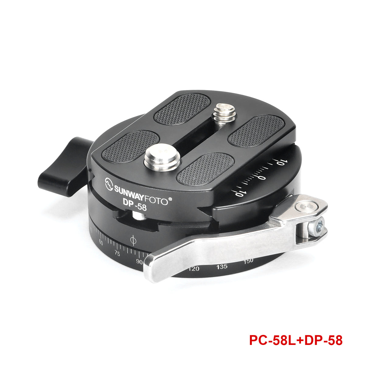 PC-58L 58mm Universal 360° Pan Arca Swiss Clamp,Lever Lock QR Clamp,3/8''-16 Screw