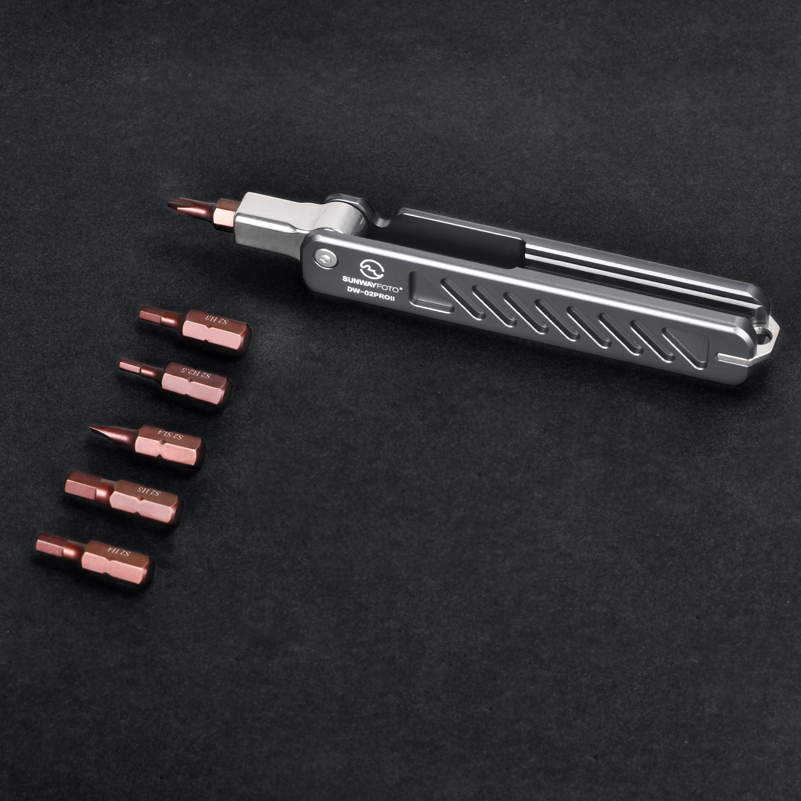 SUNWAYFOTO DW-02PROII Folding Tool Set with Hex Key Wrenches Stainless Steel 2.5/3/4/5mm, Phillips and Flat Head, Photography EDC Multitool Keychain Screwdriver