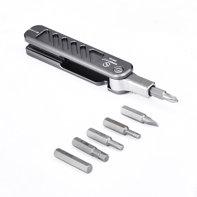 SUNWAYFOTO DW-02+ Folding Tool Set with Hex Key Wrenches Stainless Steel 2.5/3/4/5mm, Phillips and Flat Head, Edc Multitool Keychain Screwdriver