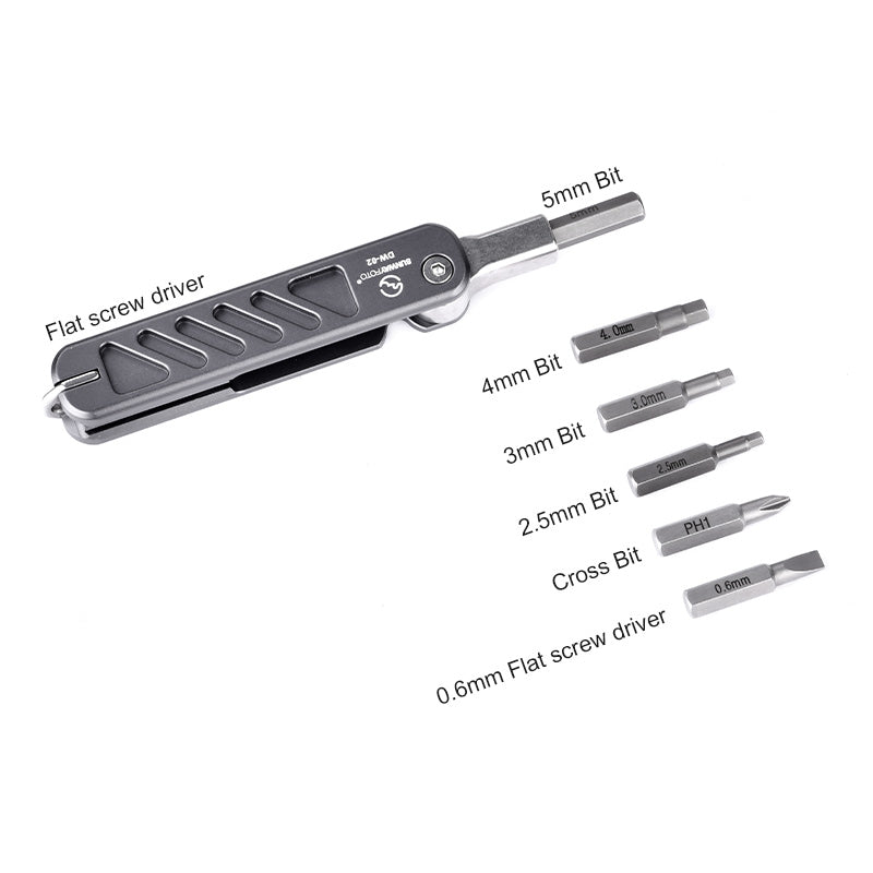 SUNWAYFOTO DW-02+ Folding Tool Set with Hex Key Wrenches Stainless Steel 2.5/3/4/5mm, Phillips and Flat Head, Edc Multitool Keychain Screwdriver