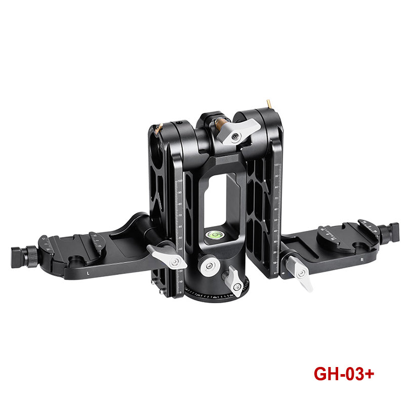 GH-03+ Dual-camera  Gimbal Head for Tripod Aluminum Load 66 lbs(30 Kgs)