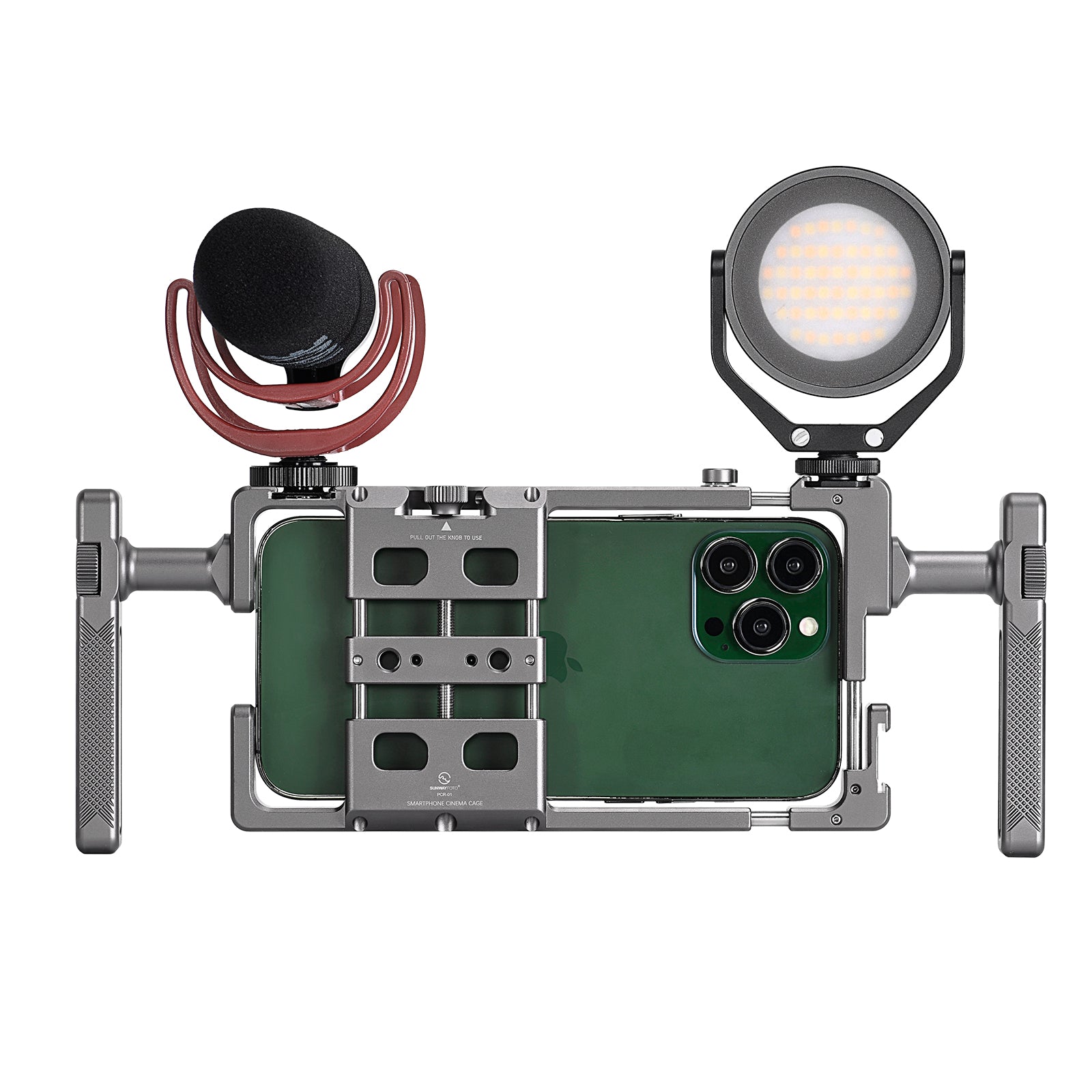 PCR-01 Smartphone Cage Universal Phone Video Rig Kit with Handle, Phone Stabilizer for Video Recording Cell Phone Filming Accessories