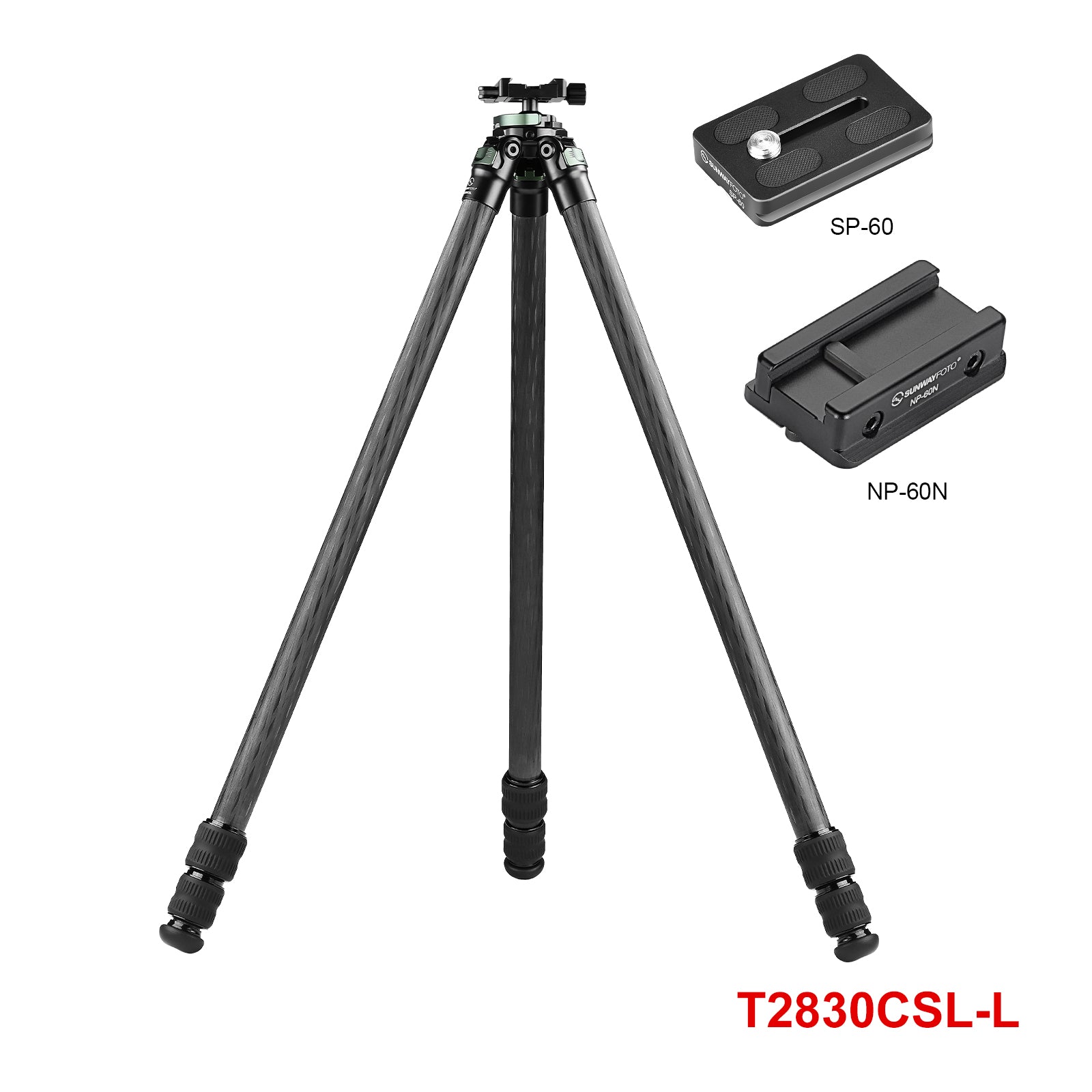 T2830CSL Series 65'' Carbon Fiber Tripod for Hunting with 30mm Ball Head,3-Sections
