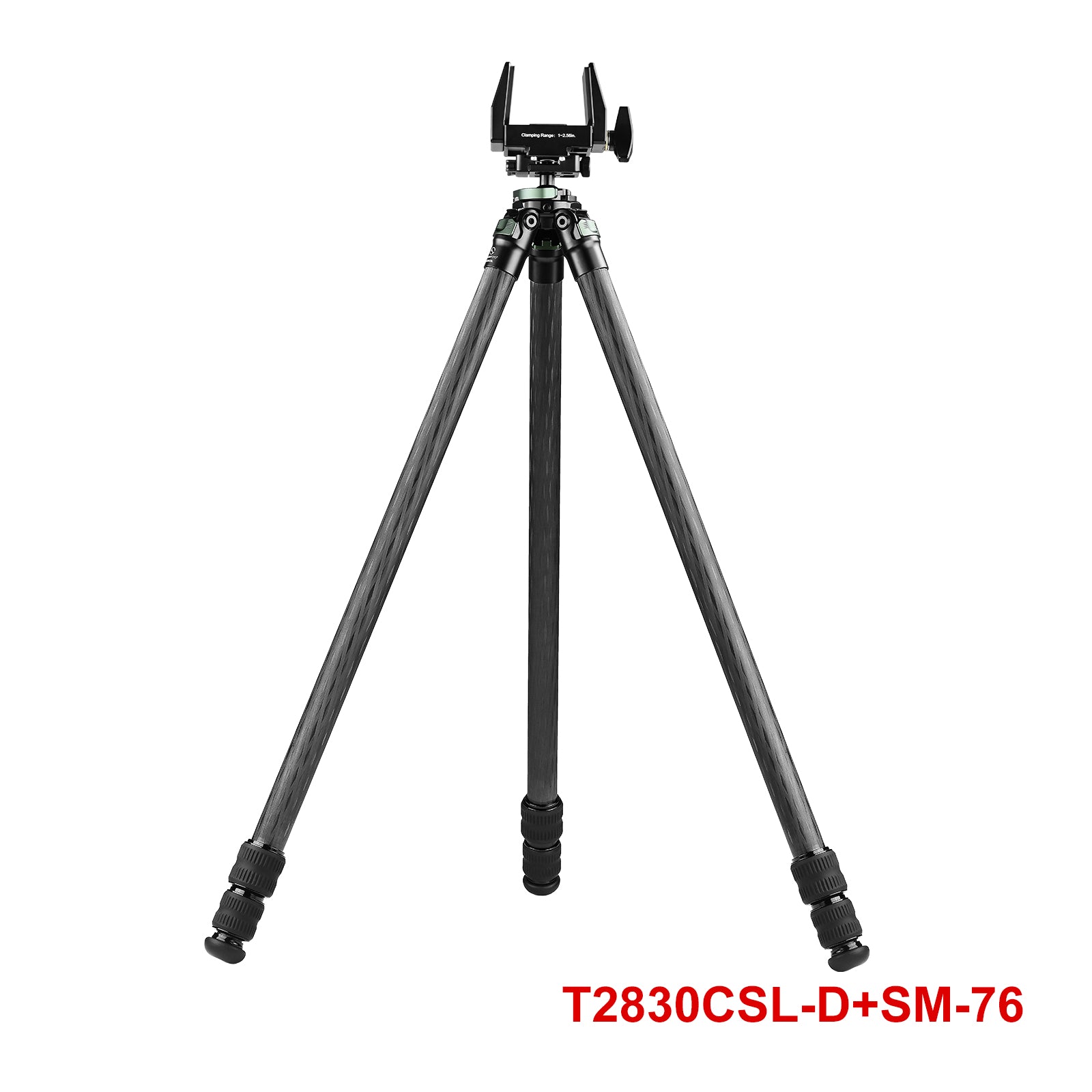 T2830CSL Series 65'' Carbon Fiber Tripod for Hunting with 30mm Ball Head,3-Sections
