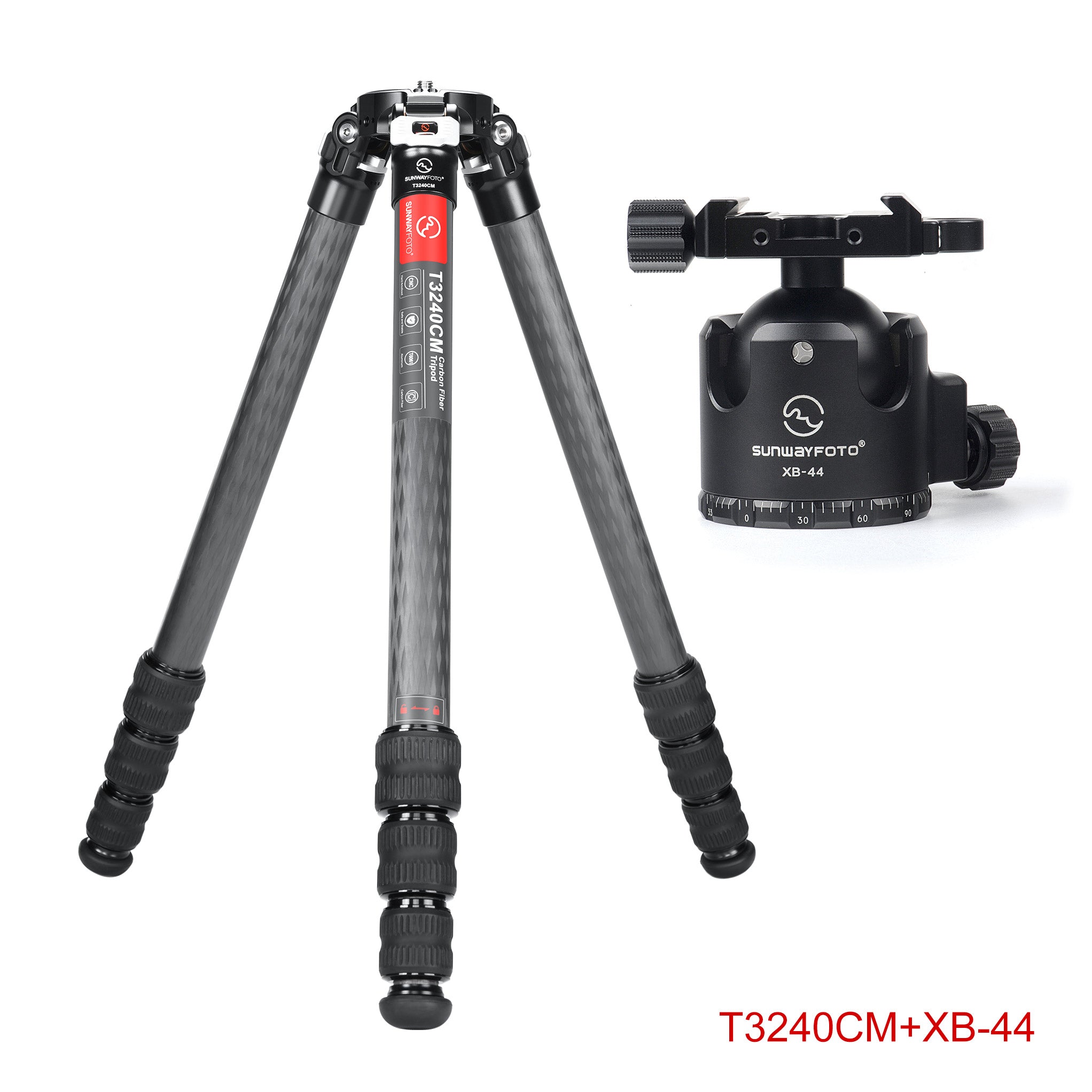 T3240CM Master Series Carbon Fiber Tripod, 4 Leg Sections, Top Tube Diameter 32mm