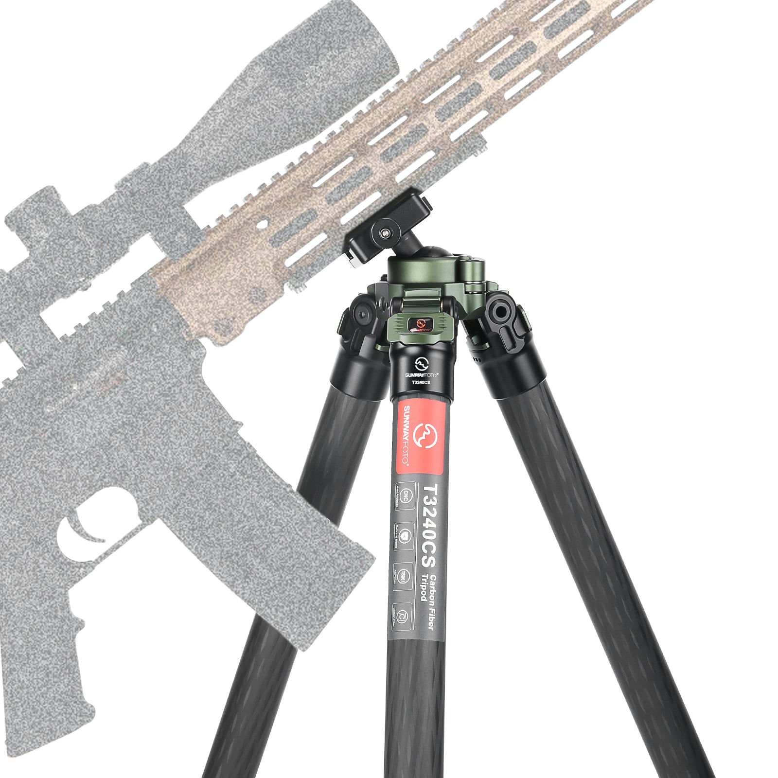T3240CS Hunting Tripod for Shooting Rifle Stand Carbon Fiber