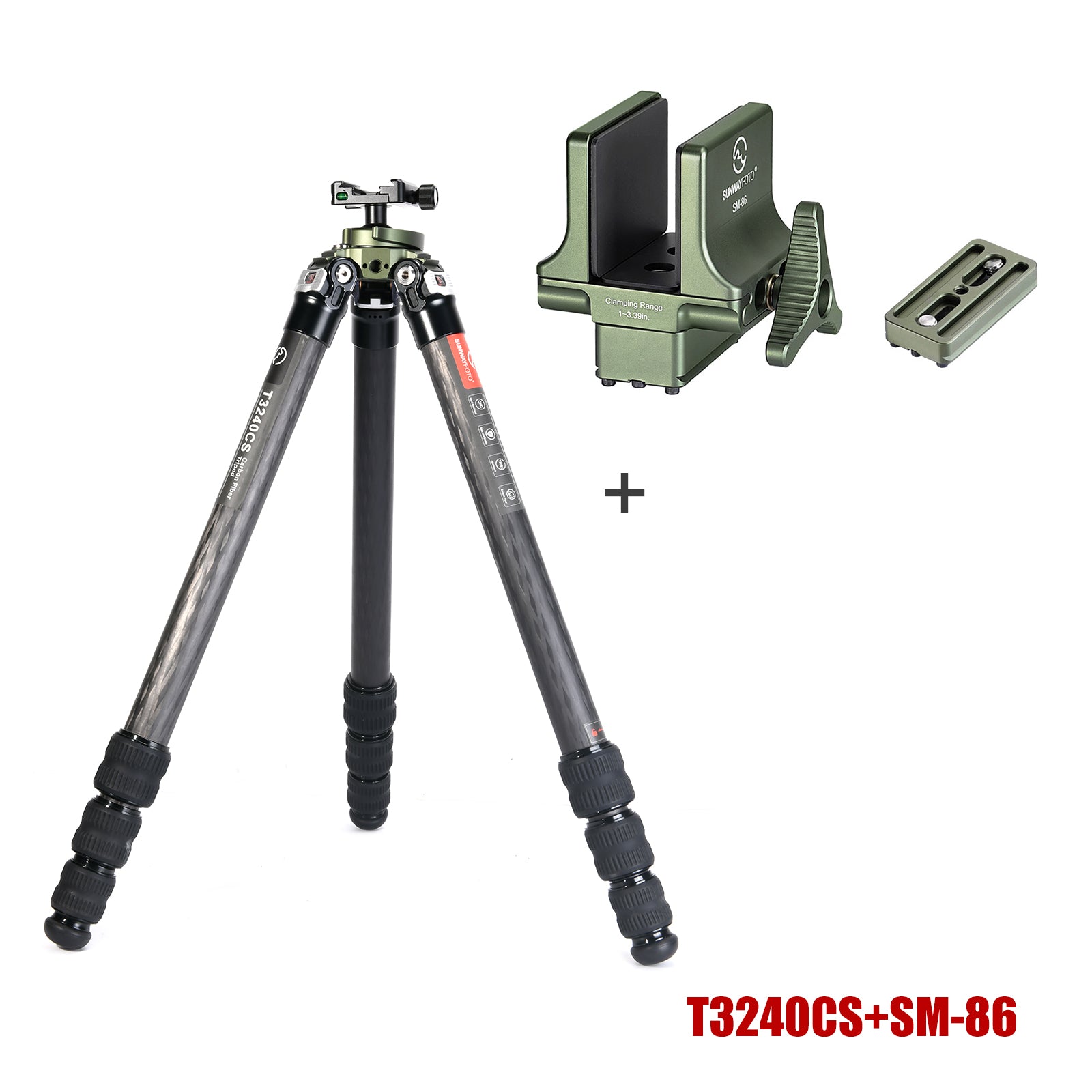 T3240CS Hunting Tripod for Shooting Rifle Stand Carbon Fiber