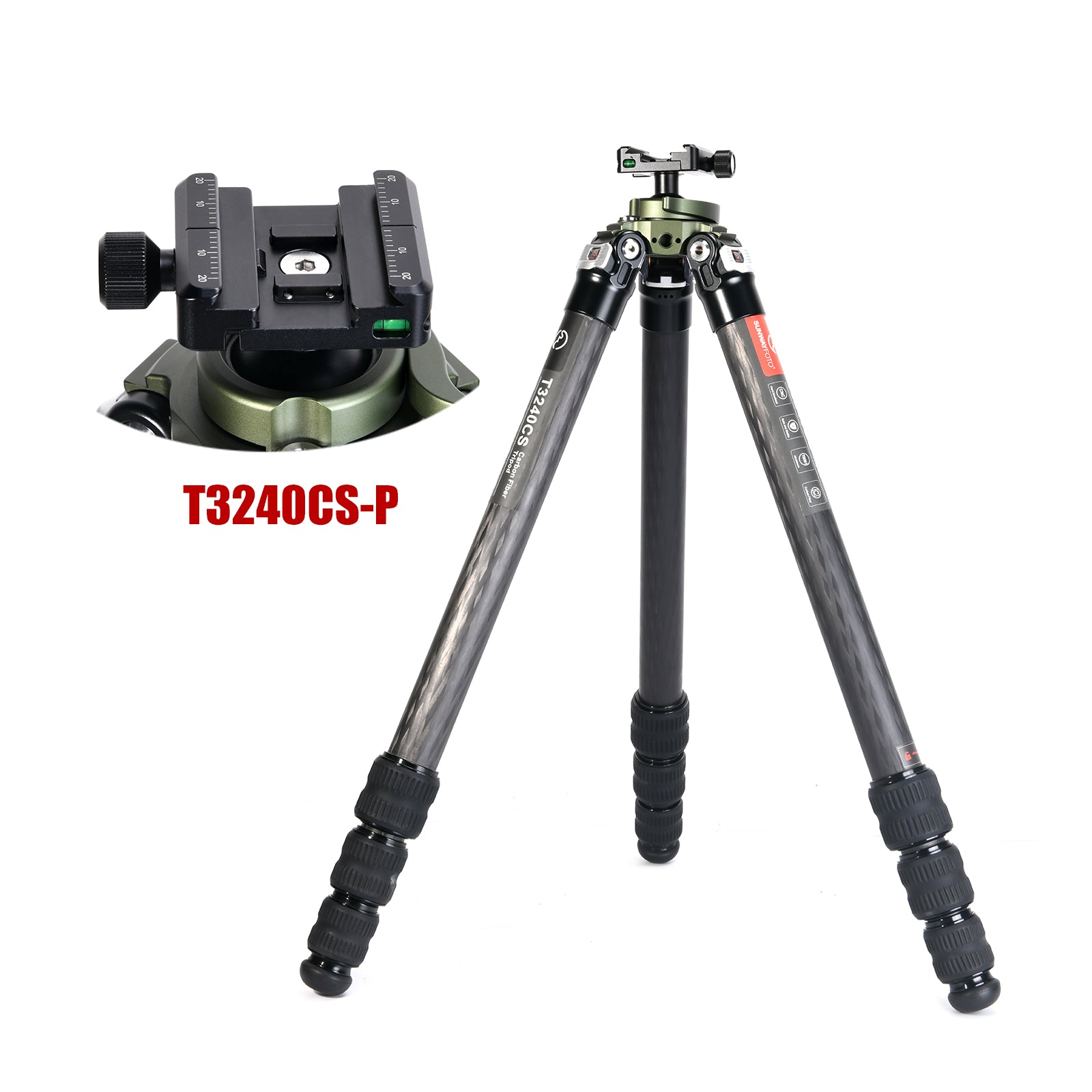 T3240CS Hunting Tripod for Shooting Rifle Stand Carbon Fiber