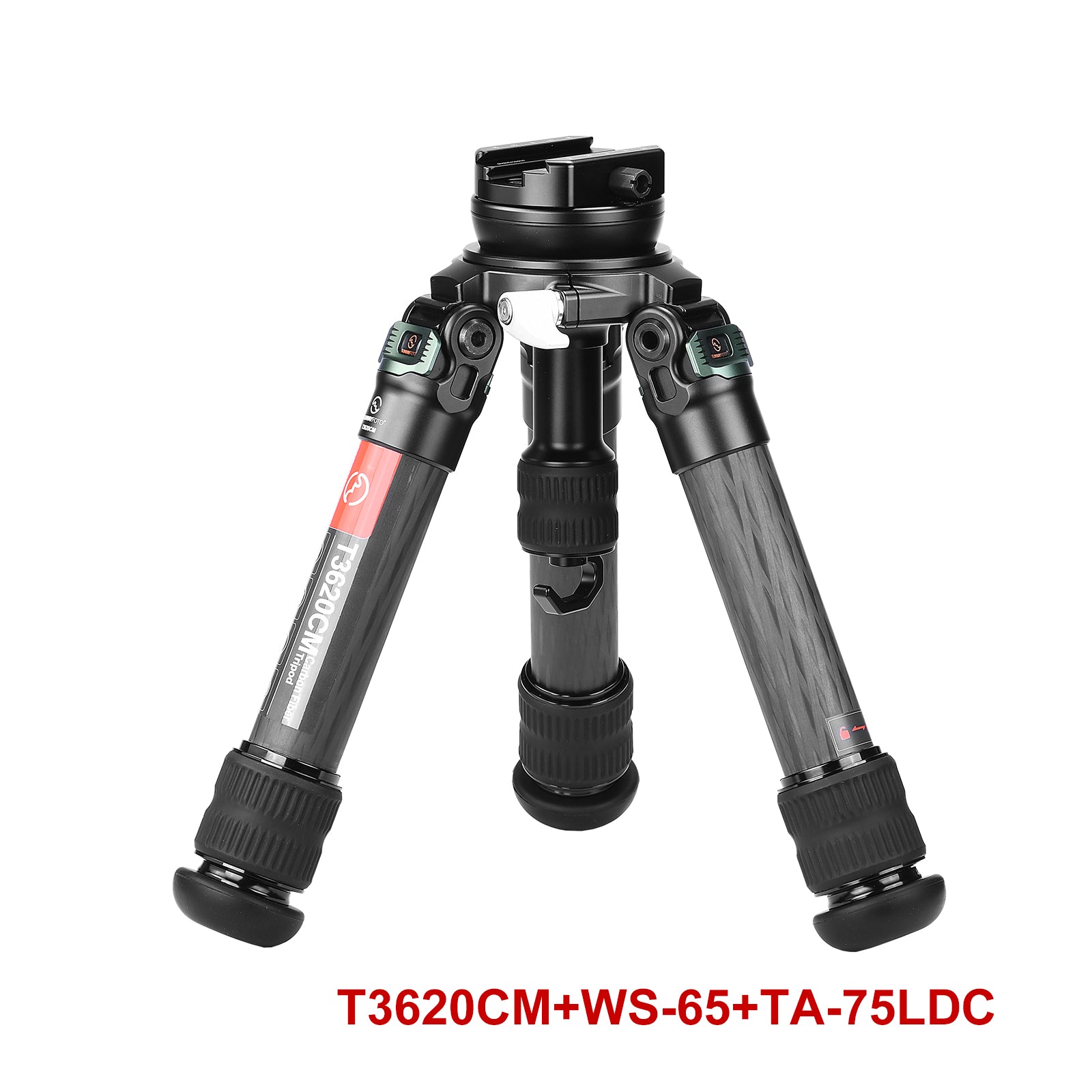 T3620CM 36mm,2 Sections,Short Heavy Duty Carbon Fiber Tripod for Video Photography and Rifle,load 88lb(40kg)