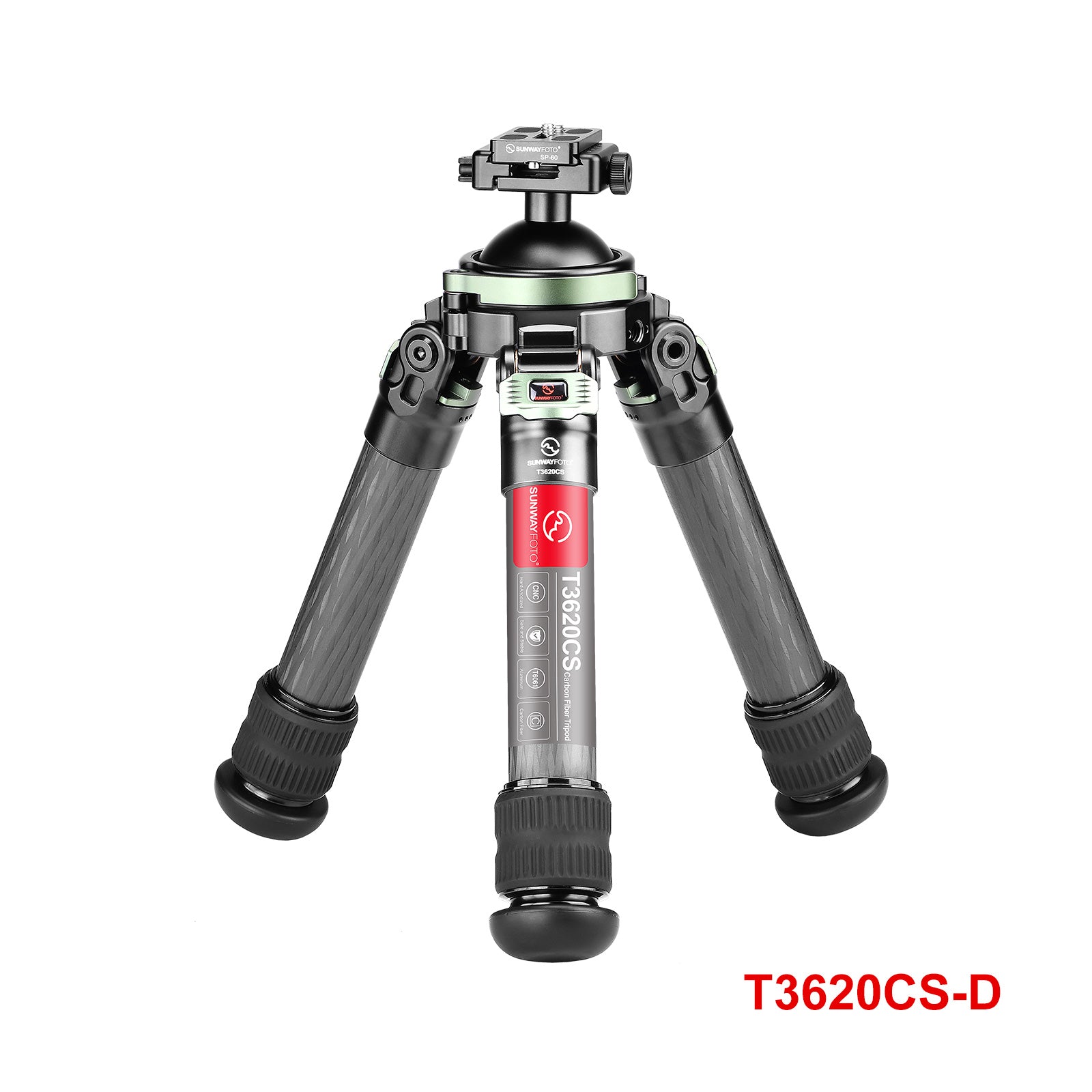 SUNWAYFOTO T3620CS Carbon Fiber Tripod for Rifle,with Heavy Duty Construction,360°Ball Head,Arca-Swiss Plate for Hunting, Shooting, Glassing and Outdoors, load 40kg(88lbs)