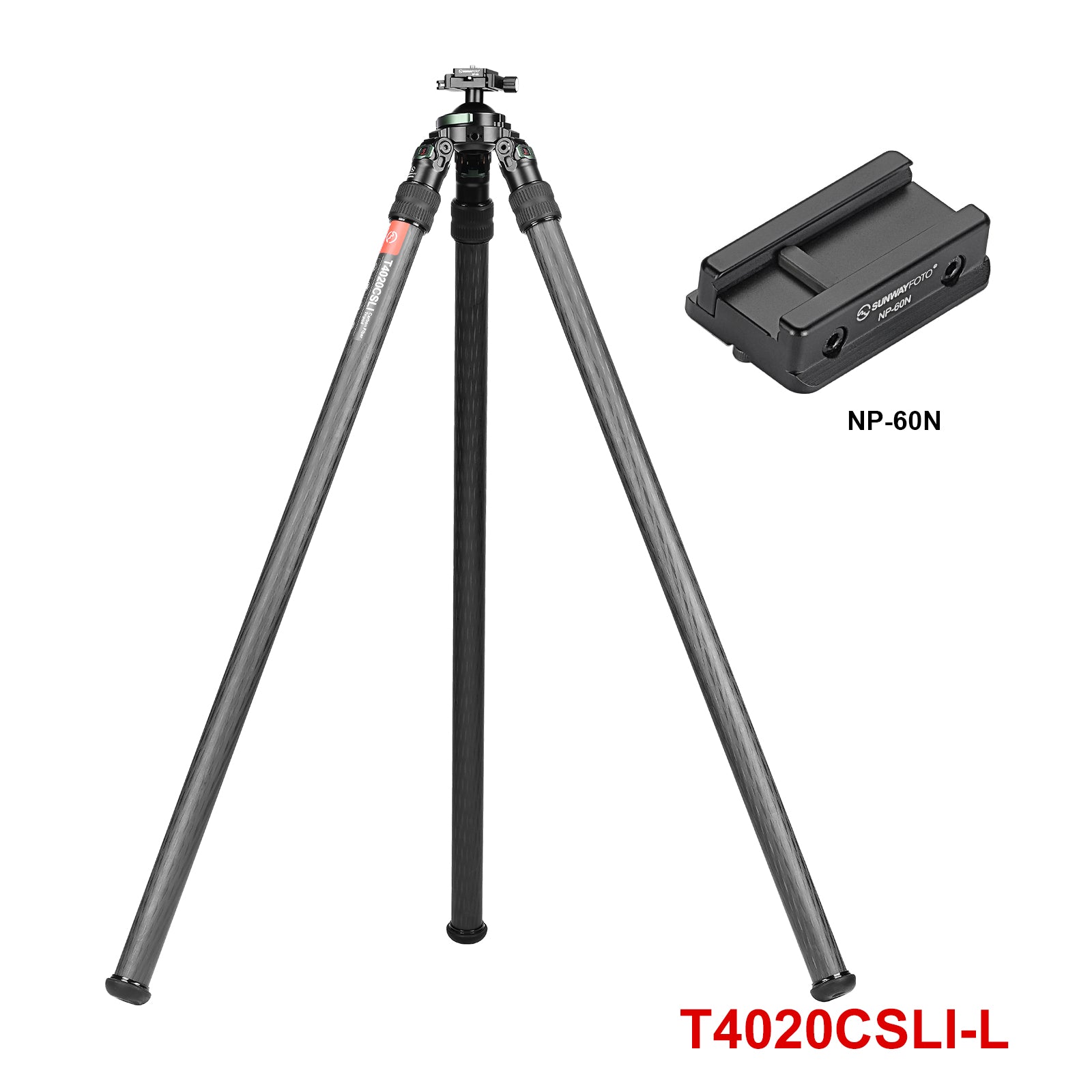 SUNWAYFOTO T4020CSLI, 70” Tall Inverted Leg Series Carbon Fiber Tripod with 65mm Arca Ballhead, 40mm Tubes Two Section