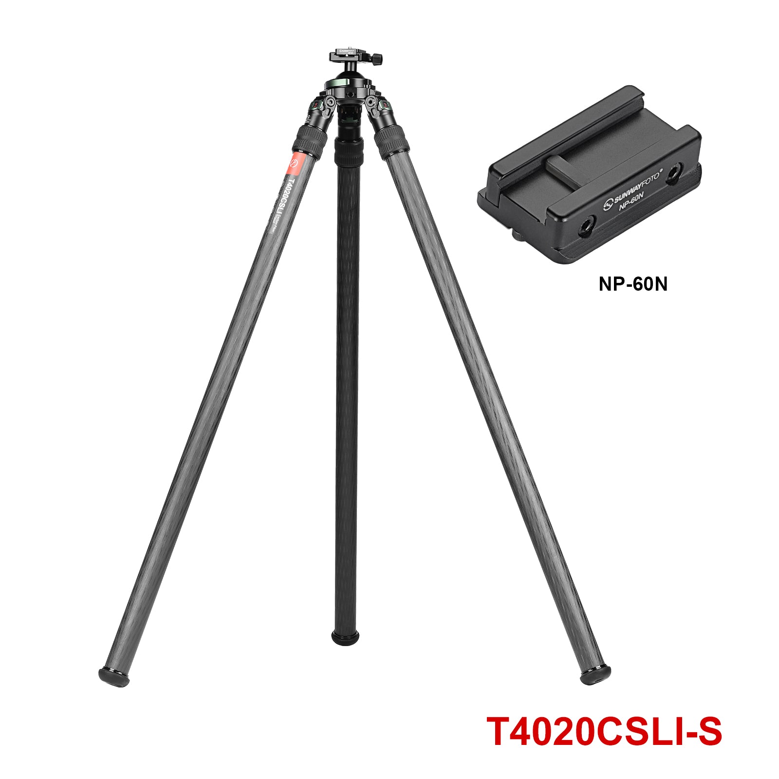 SUNWAYFOTO T4020CSLI, 70” Tall Inverted Leg Series Carbon Fiber Tripod with 65mm Arca Ballhead, 40mm Tubes Two Section