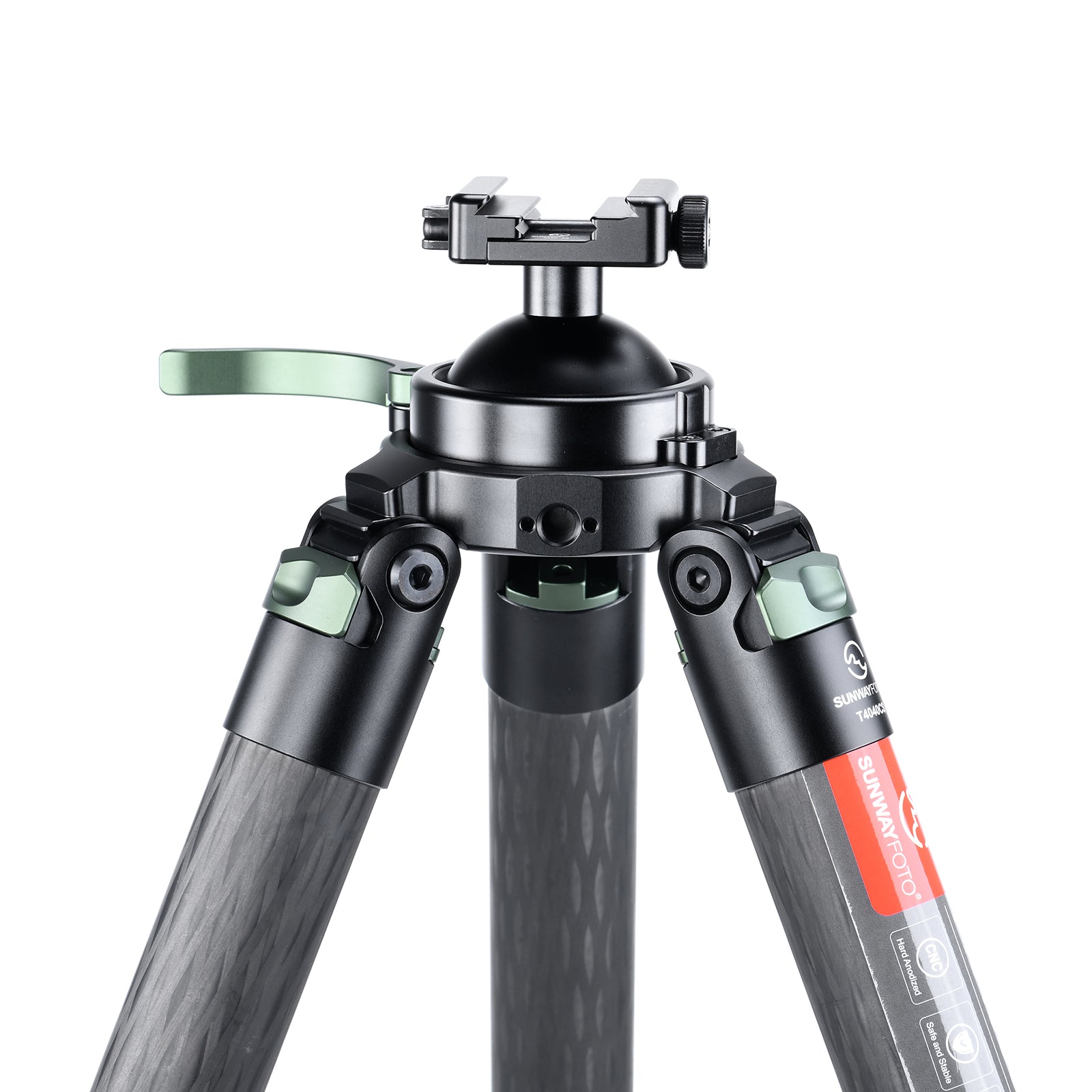 T4040CS-D Hunting Tripod for Shooting Rifle Stand Carbon Fiber,40mm,4 Sections,load 88lbs(40kgs),with Arca-Swiss Picatinny Adapter Clamp