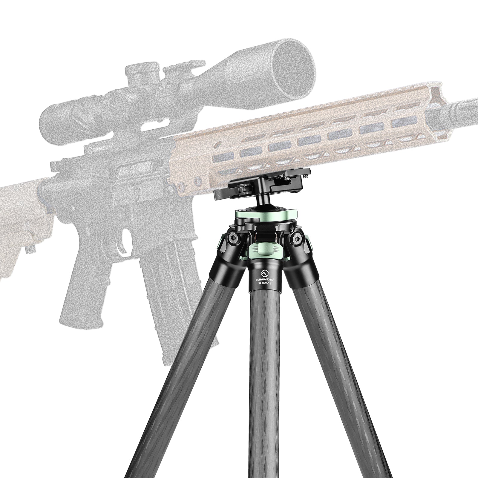 Sunwayfoto TL2830CS-D Carbon Fiber Tripod with Lever Locks for Hunting with Inverted Ball Head,3 sections, 44lb(20kg) Load