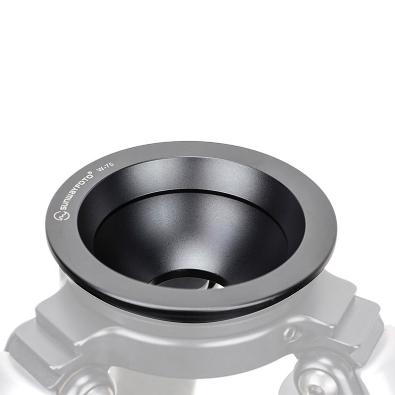 W-75 Tripod Bowl Adapter, mounting the Sachtler FSN-8T or other tilt head to Gitzo Systematic series tripods or Manfrotto 535/536 video tripod.