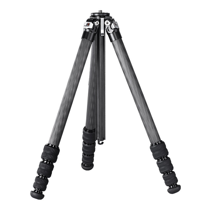 T2841CE Ultra Compact Series Carbon Fiber Tripod with Special Shaped Center Column, 4 Leg Sections and Top Tube Diameter of 28mm.
