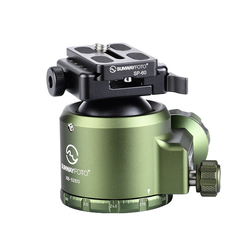 XB-52EG OD Green 52mm Low-profile Ballhead without notch with Picatinny to Arca Swiss Adapter Duo-Lever Clamp SDC-50 for Shooting Tripod