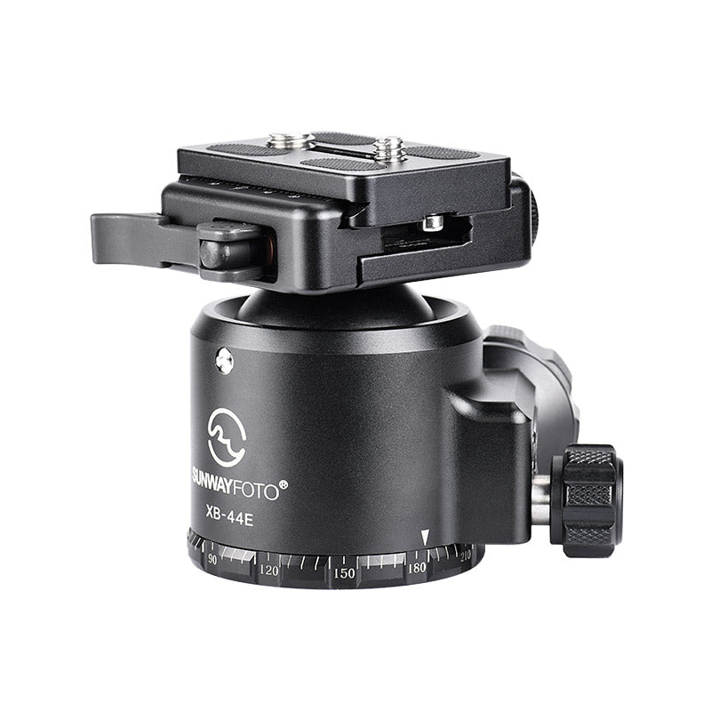 XB-44E 44mm Low-profile Ballhead without notch with Picatinny to Arca Swiss Adapter Duo-Lever Clamp SDC-50 for Shooting Tripod
