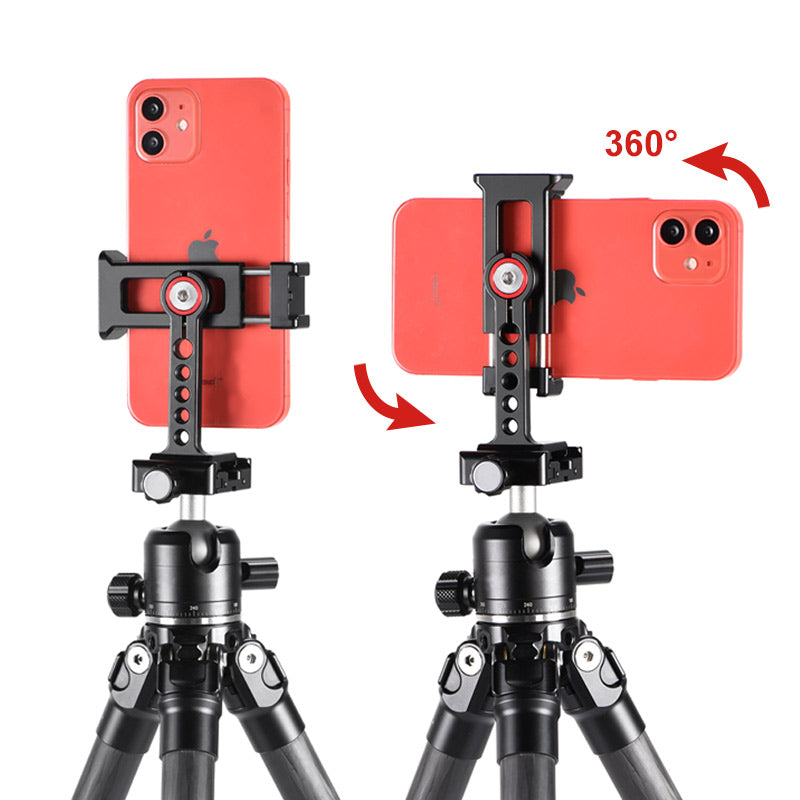 CPC-05T Phone Clamp Tridpod Stand Smartphone Clamp Adapter with Cold Shoe Mount 1/4 Thread Aluminium