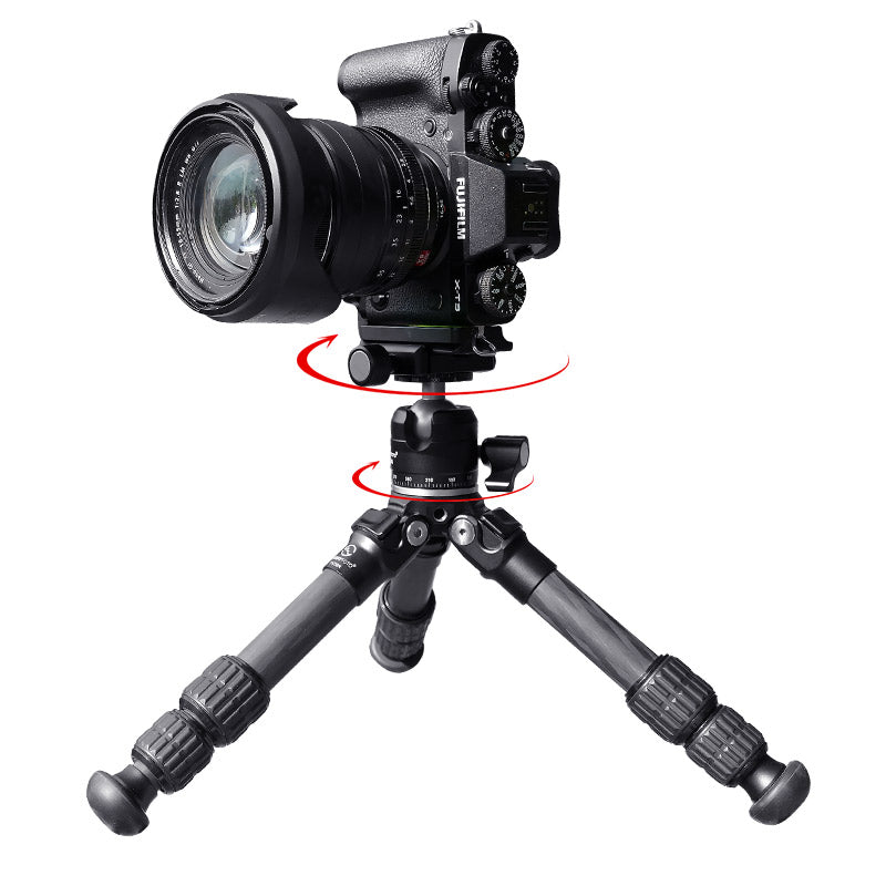 T1C30N Mini Carbon Fiber Tripod for iPhone and DSLR Camera and Ballhead,3 Sections