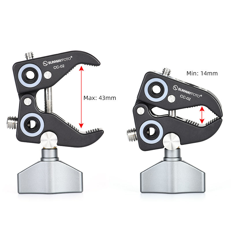 CC-02 Super Clamp for LED Lights ,Magic Arm Clamp for DJI Ronin, Camera Monitor with 1/4" 3/8" Thread Screw