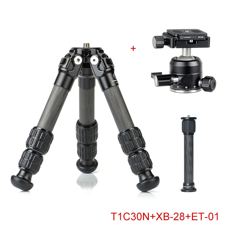 T1C30N Mini Carbon Fiber Tripod for iPhone and DSLR Camera and Ballhead,3 Sections
