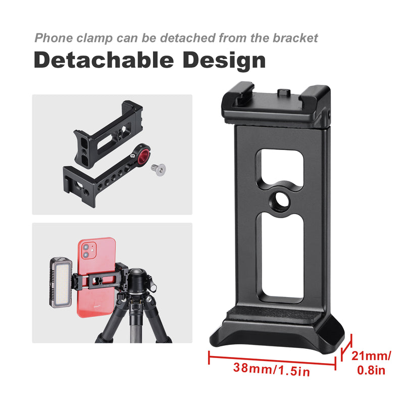CPC-05 Phone Clamp Tridpod Stand Smartphone Clamp Adapter with Cold Shoe Mount 1/4 Thread Aluminium