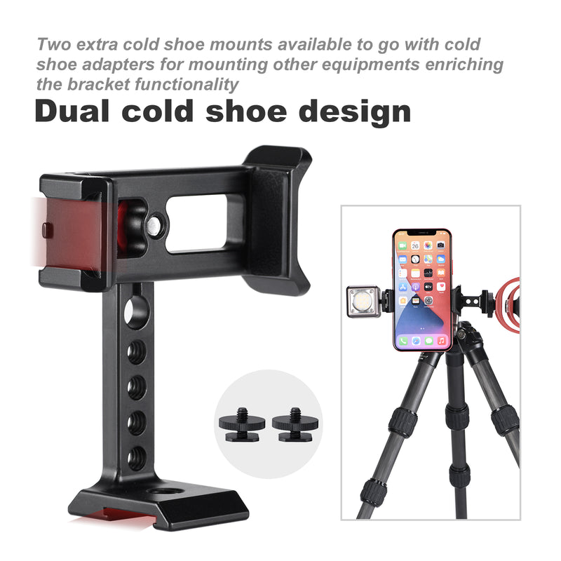 CPC-05 Phone Clamp Tridpod Stand Smartphone Clamp Adapter with Cold Shoe Mount 1/4 Thread Aluminium