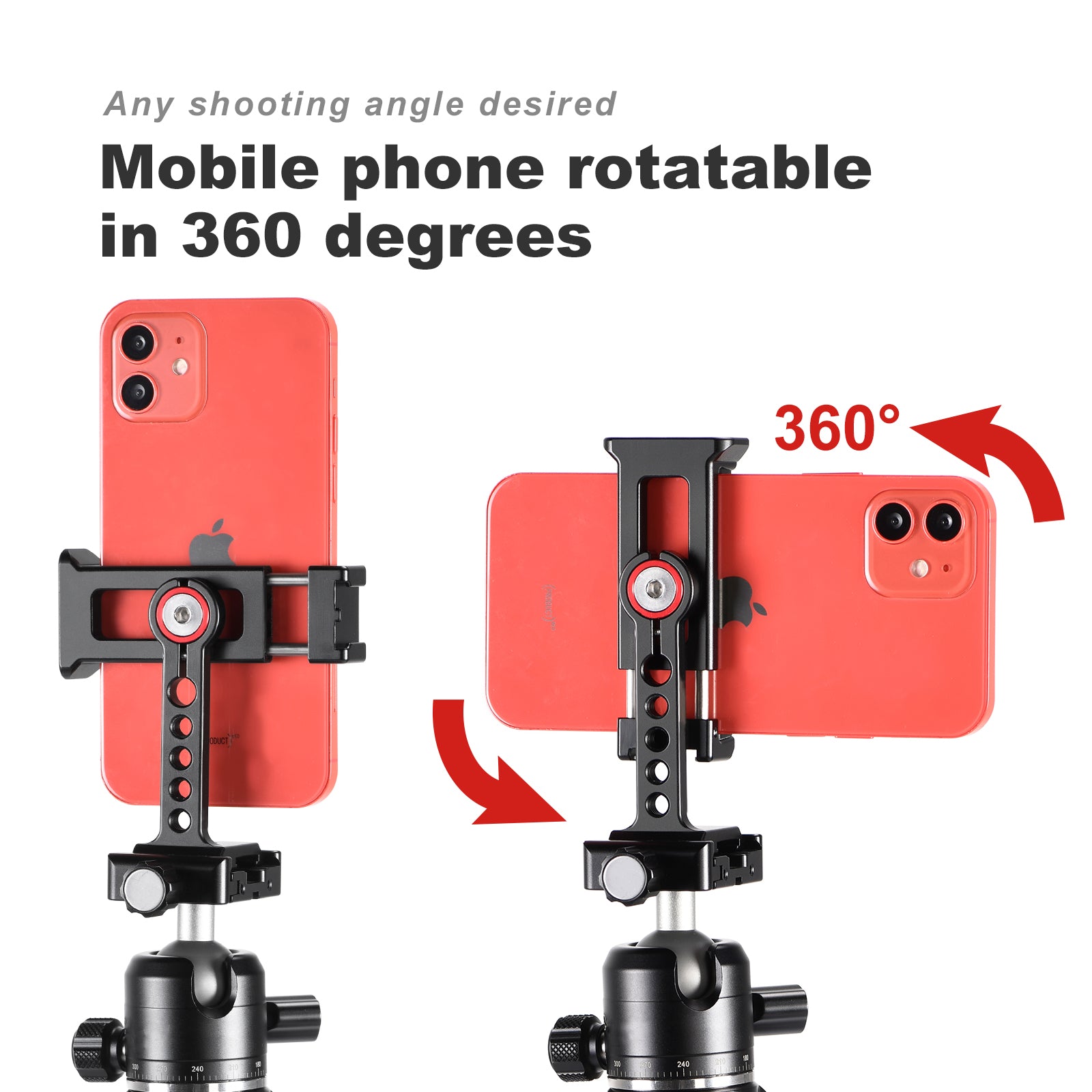 CPC-05 Phone Clamp Tridpod Stand Smartphone Clamp Adapter with Cold Shoe Mount 1/4 Thread Aluminium