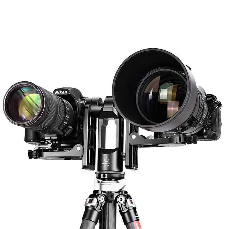 GH-03+ Dual-camera Gimbal Head for Tripod Aluminum Load 66 lbs(30 Kgs)