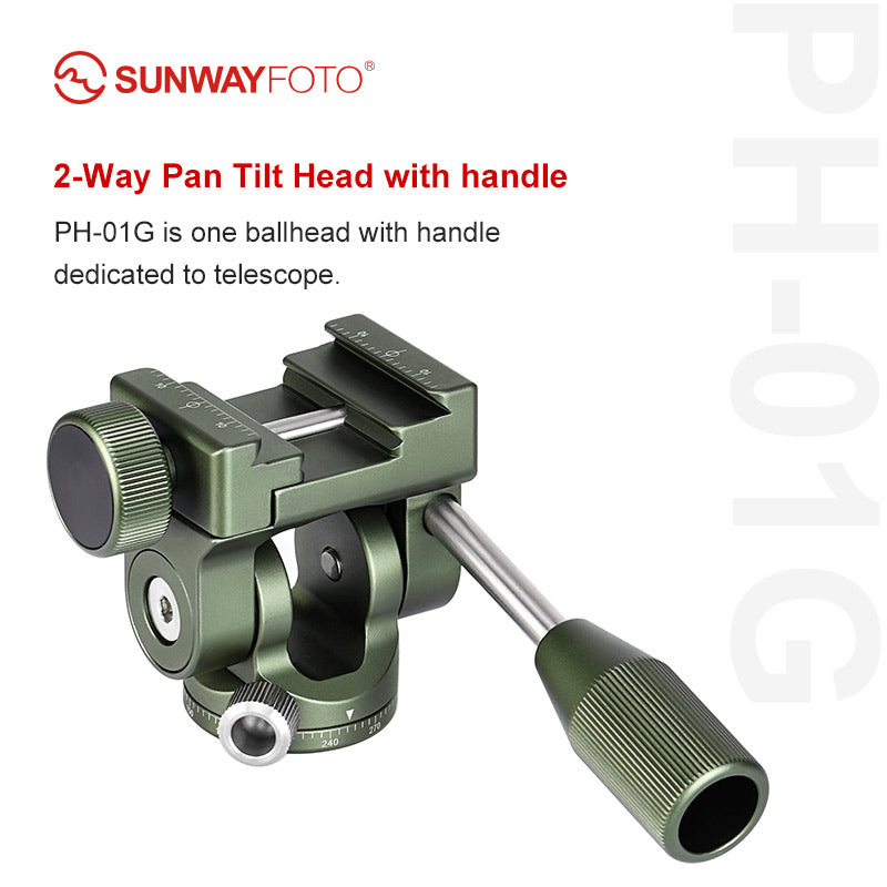PH-01G 2-Way Pan Tilt Head with Handle for Spotting Scope Tripod