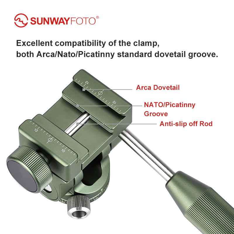 PH-01G 2-Way Pan Tilt Head with Handle for Spotting Scope Tripod