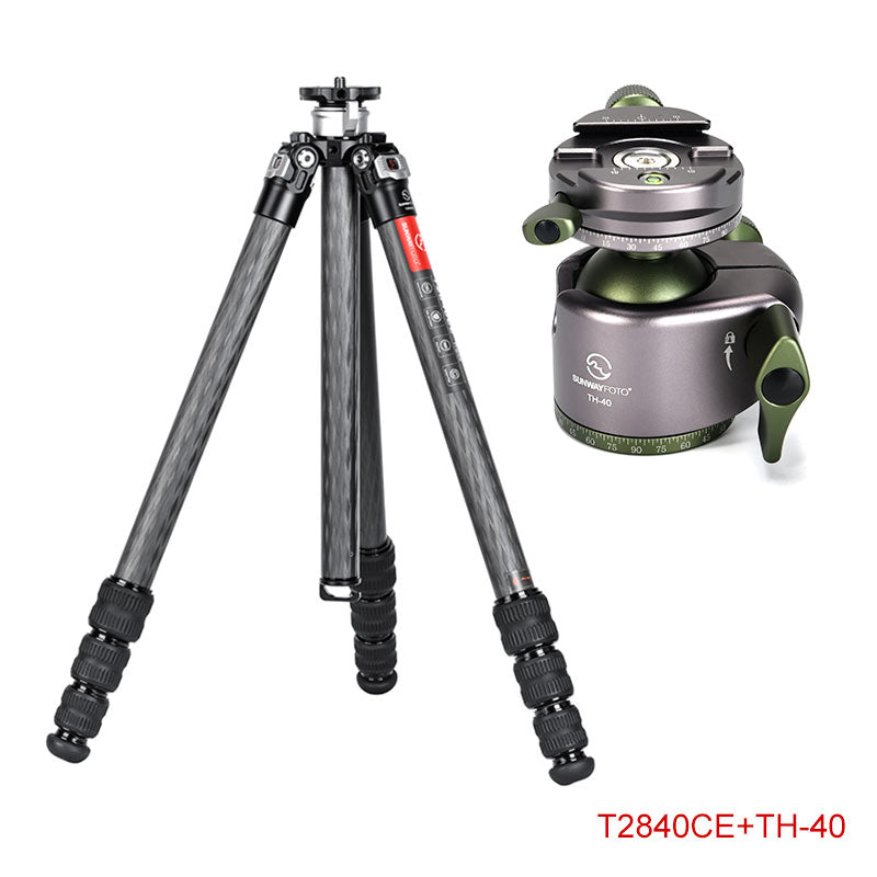 T2840CE	Explorer Series Carbon Fiber Tripod with Center Column, 4 Leg Sections, Top Tube Diameter 28mm