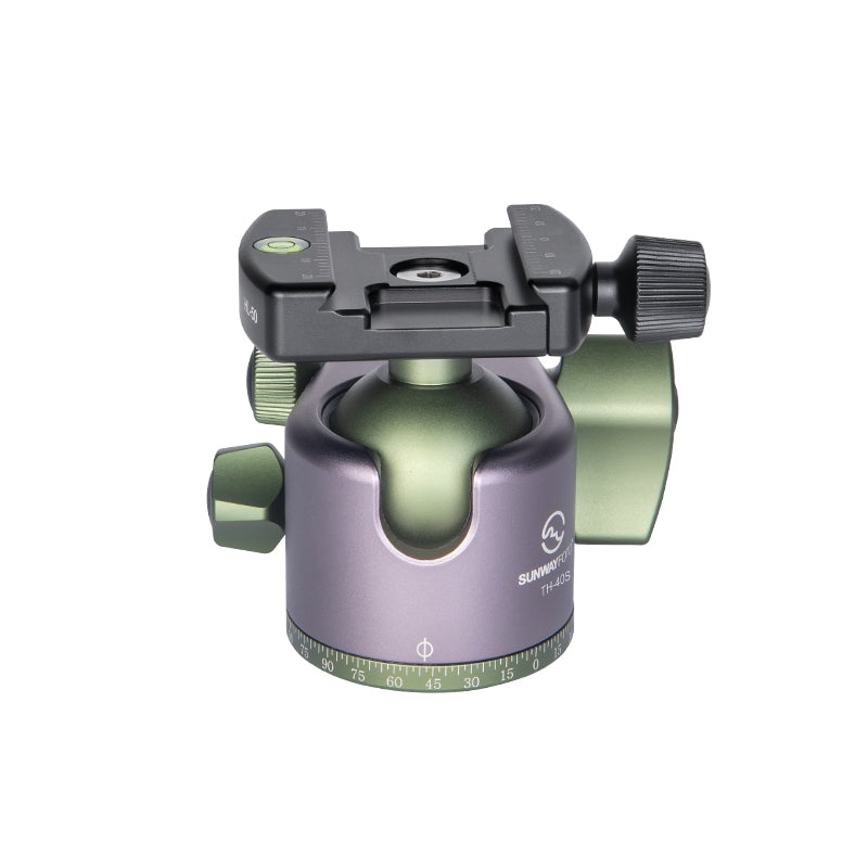 TH-40S 40mm Tripod Head Low Profile Ball Head Mount with Arca Swiss Clamp and QR Quick Release Plate for DSRL Camera,Load 44lb(20kg)