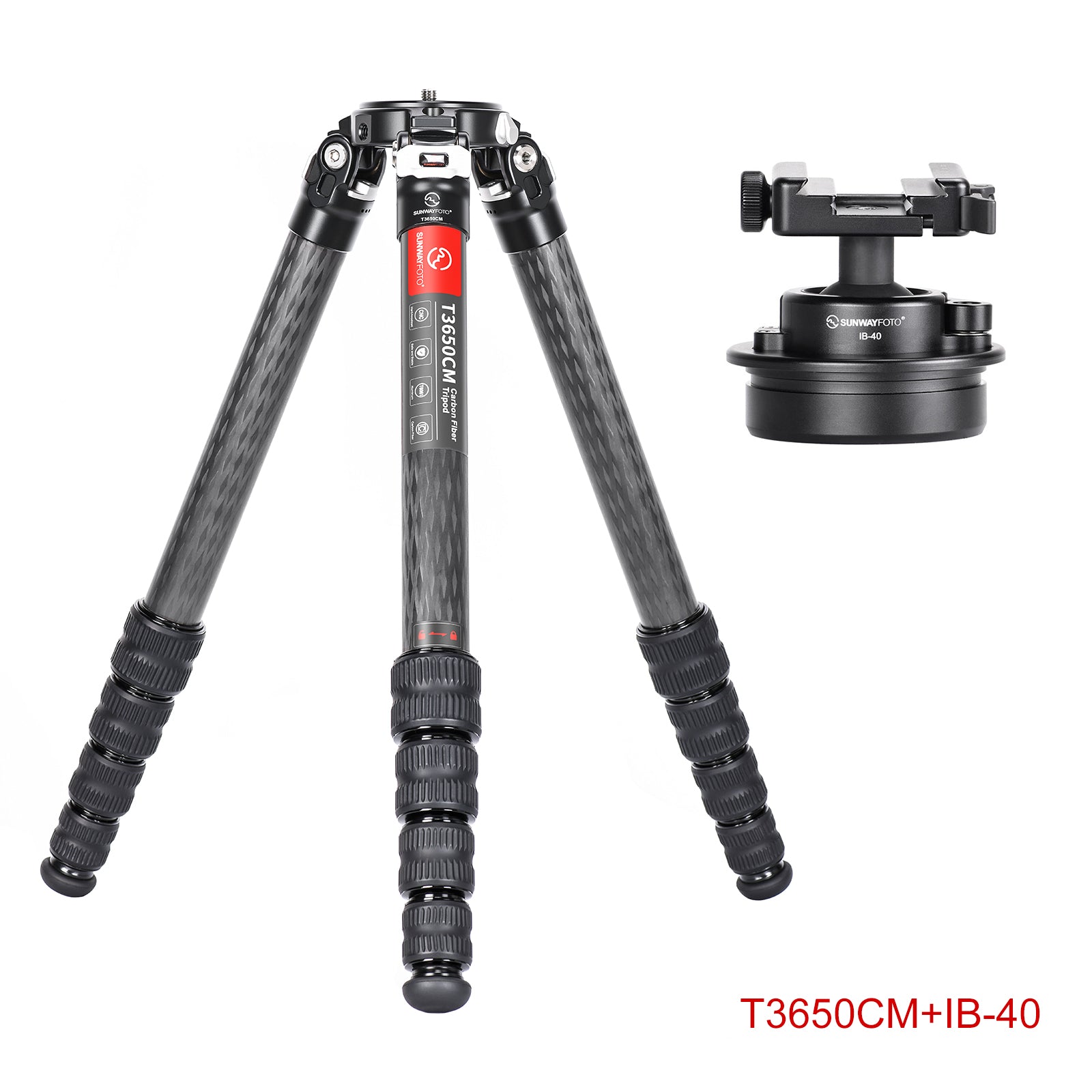 T3650CM Master Series Carbon Fiber Tripod, 5 Leg Sections, Top Tube Di
