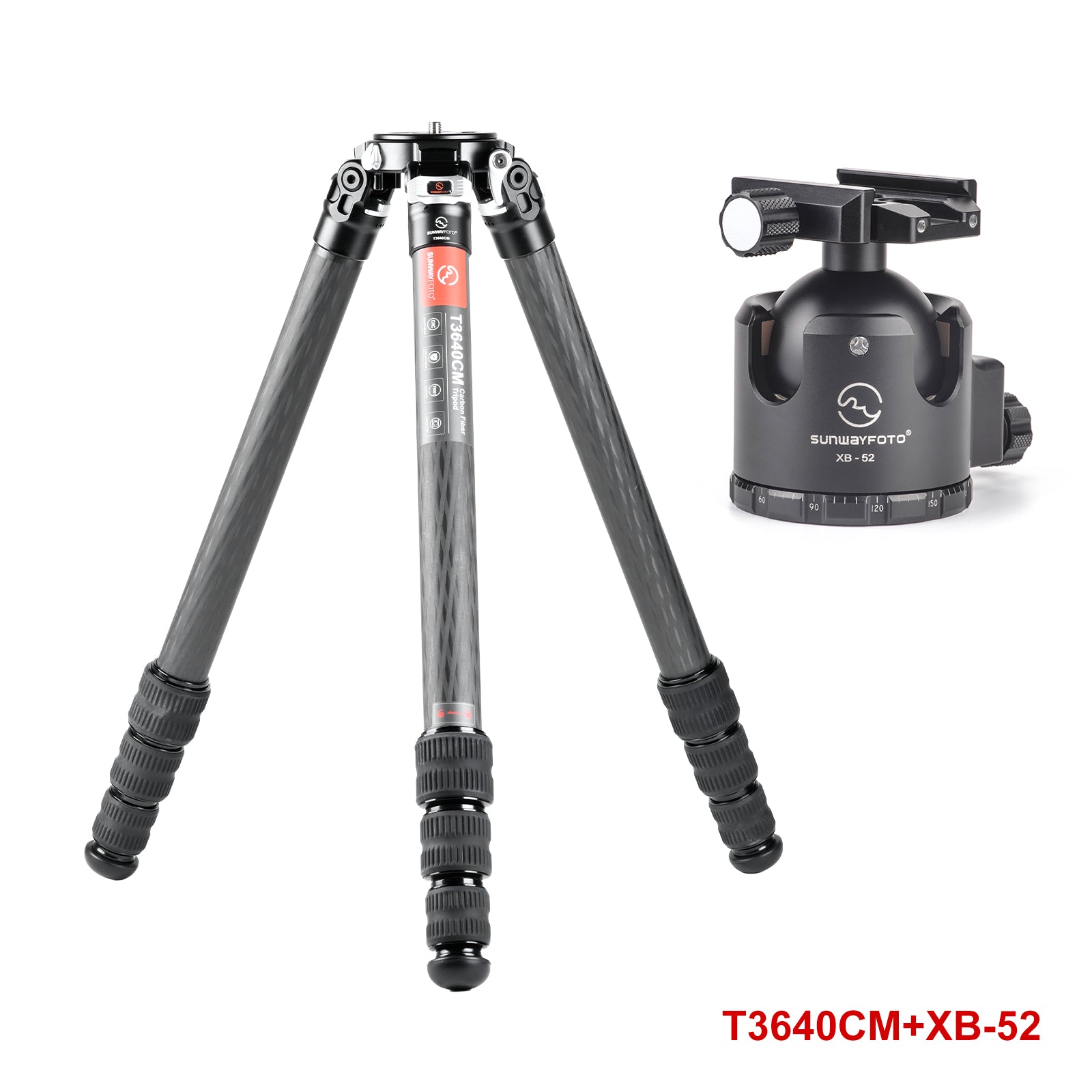 T3640CM Master Series Carbon Fiber Tripod, 4 Leg Sections, Top Tube Di