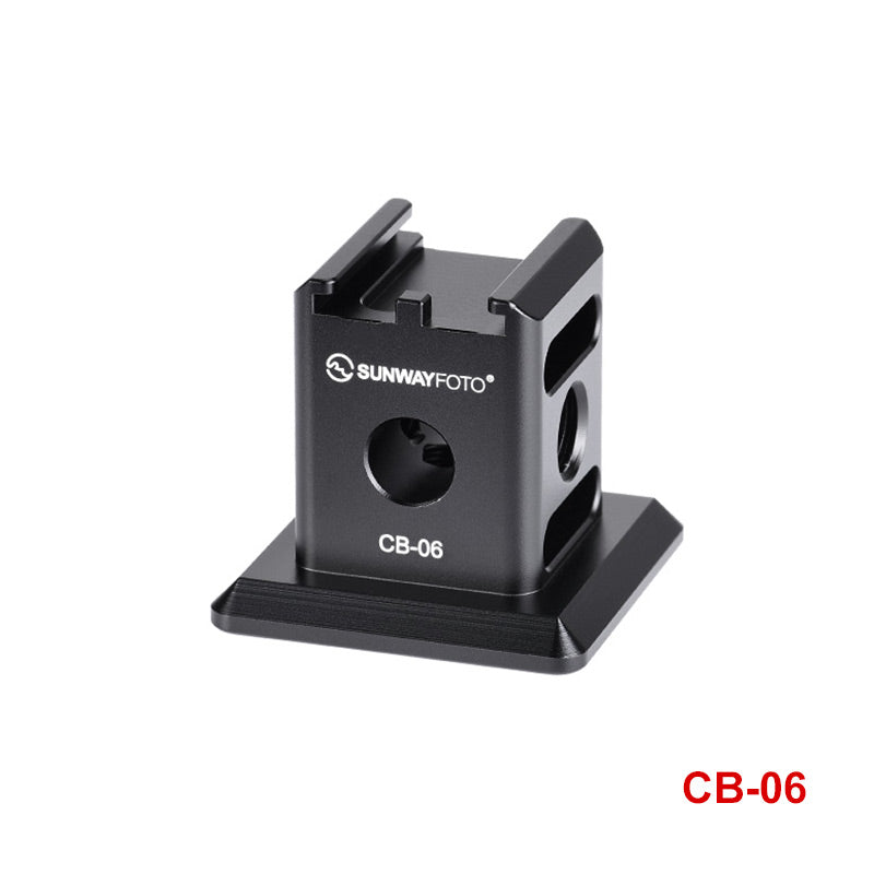 CB-06 Cold Shoe Adapter Arca QR plate built at the base ofthe adapter, compatible with ArcaQR clamp on the tripod.