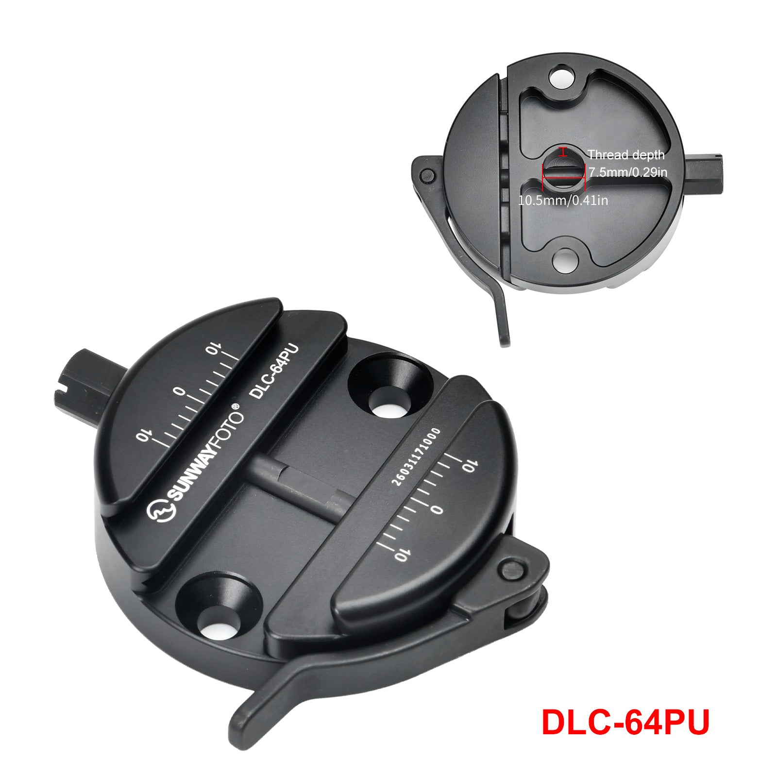SUNWAYFOTO DLC-64P 64mm Arca Swiss and Picatinny Discal Lever Clamp fo