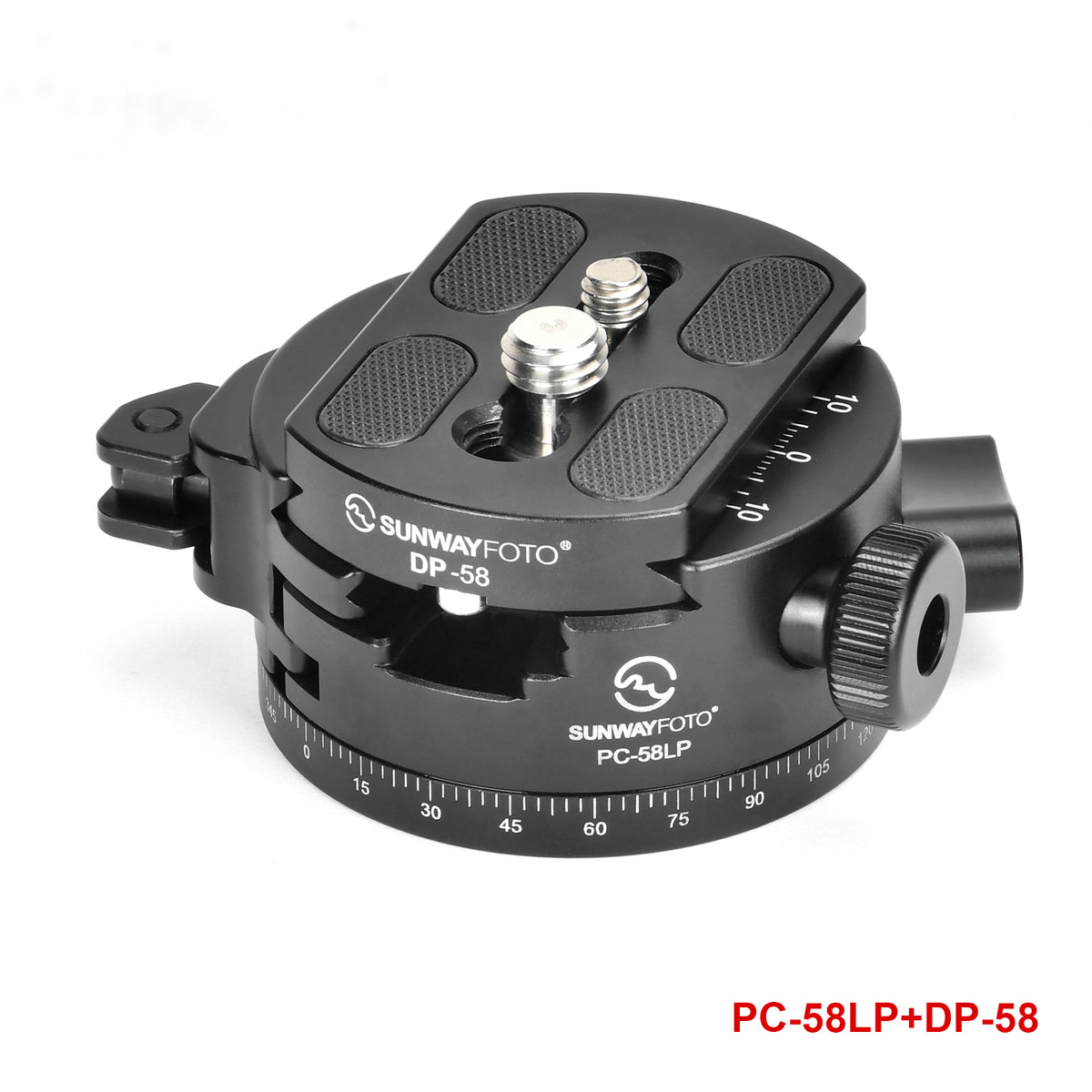 PC-58LP 58mm  Universal 360° Pan Arca Swiss Clamp,Lever Lock QR Clamp and Picatinny Dovetail Adapter