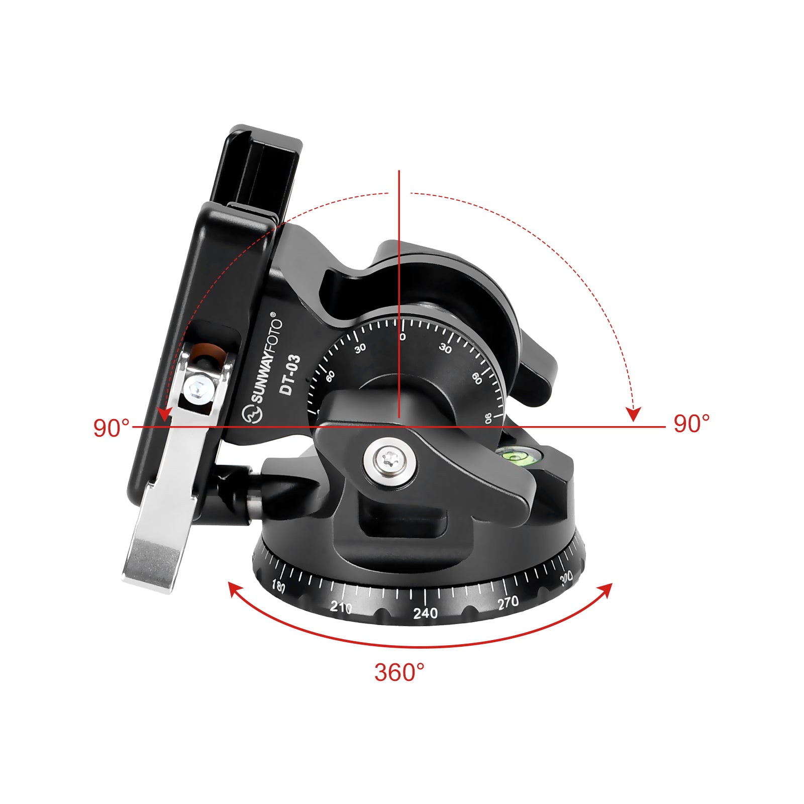 DT-03 Tilt Head with Lever-Release Clamp and Arca Swiss Quick Release Plate DP-60R,2-Way Monopod Head Load 33lb.(15Kgs)