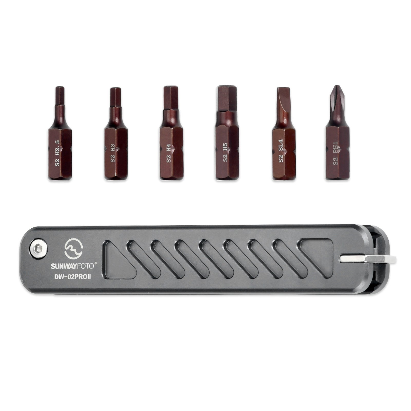 SUNWAYFOTO DW-02PROII Folding Tool Set with Hex Key Wrenches Stainless Steel 2.5/3/4/5mm, Phillips and Flat Head, Photography EDC Multitool Keychain Screwdriver