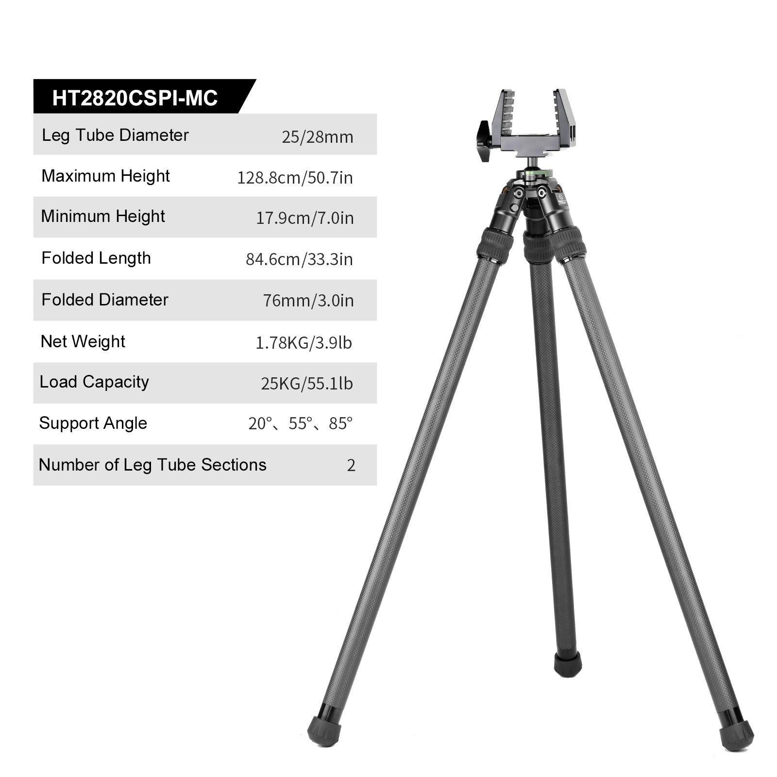 ピボット Sunwayfoto HT2820CSPI Inverted Leg Carbon Fiber Tripod for Hunting wit