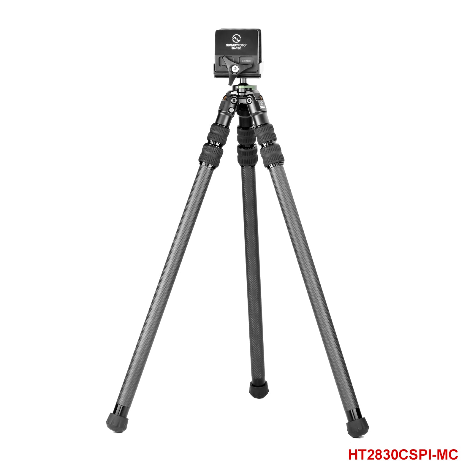Sunwayfoto HT2830CSPI Inverted Leg Carbon Fiber Tripod for Hunting with Ball Head，Arca-Swiss Picatinny Rail Adapter Clamp，150cm/59'' Tall