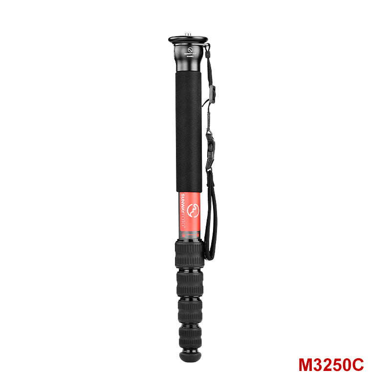 Sunwayfoto M3250C Carbon Fiber Monopod with Integrated Safety Strap for DSLR Camera,Load 22lbs(10kg),65-Inch,32mm,5 Sections