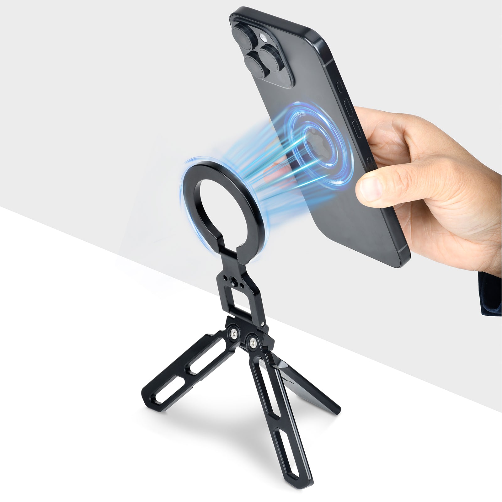 MPH-01 Universal Magnetic Pocket Tripod Phone Stand, Foldable, Compatible with iPhone MagSafe and Most Smartphones
