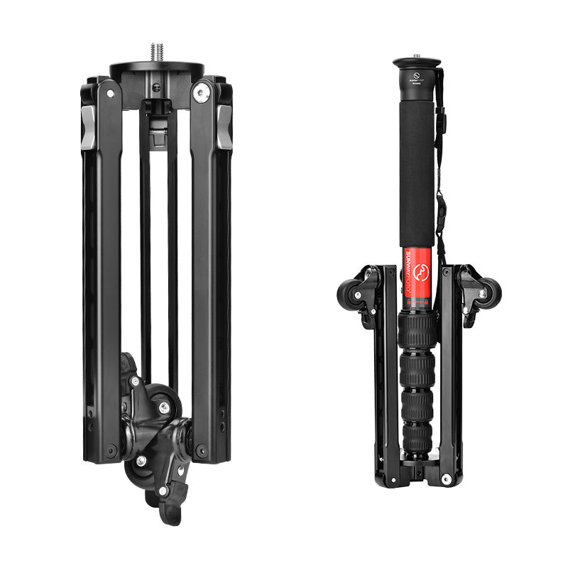 SUNWAYFOTO T1A20R Monopod Dolly, Heavy Duty Rolling Stand, 110lbs (50kg) Capacity, Photography Rubber Wheels, Stand with wheels for action photography