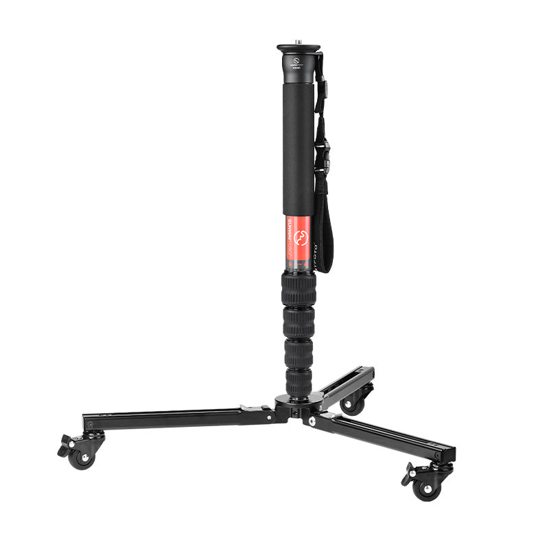 SUNWAYFOTO T1A20R Monopod Dolly, Heavy Duty Rolling Stand, 110lbs (50kg) Capacity, Photography Rubber Wheels, Stand with wheels for action photography