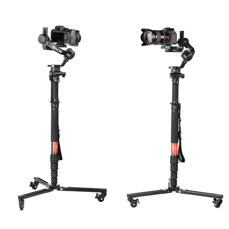 SUNWAYFOTO T1A20R Monopod Dolly, Heavy Duty Rolling Stand, 110lbs (50kg) Capacity, Photography Rubber Wheels, Stand with wheels for action photography